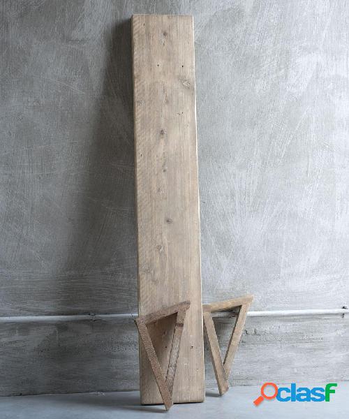 Mensola da parete in legno di recupero con staffe finitura