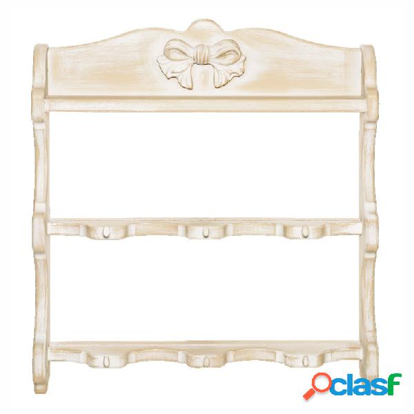 Mensola porta tazzine in legno con 3 ripiani stile shabby cm