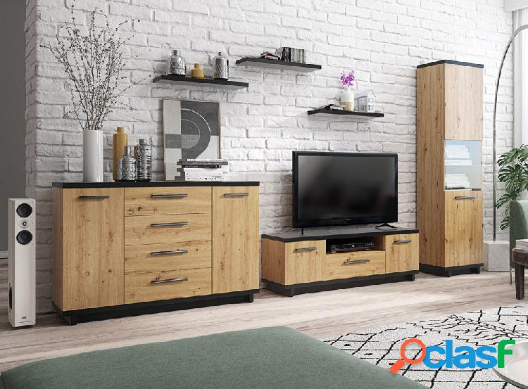 Mersin - Soggiorno stile industriale con mobile tv credenza