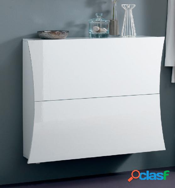 Micaela - Scarpiera sospesa in legno colore bianco lucido 2