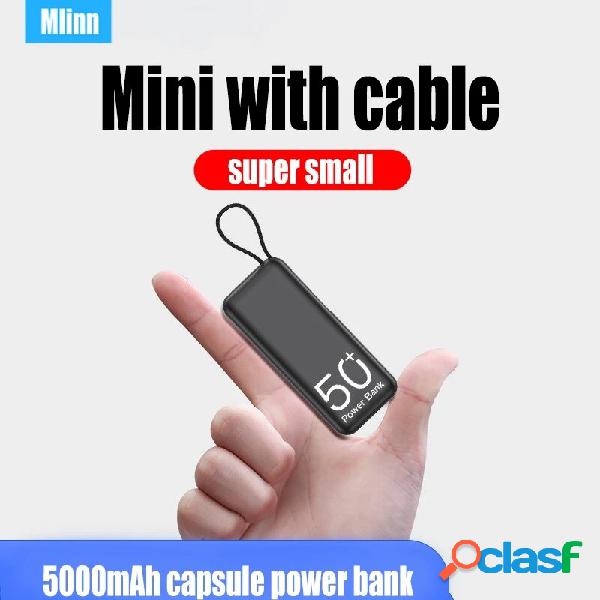 Mini 5000mAh Portable Power Bank Built in Cable External