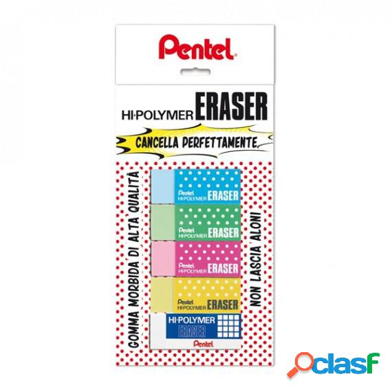 Mini gomma Hi Polymer - colori assortiti - Pentel - blister