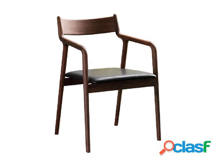 Miyazaki Chair Factory Pepe Sedia - Noce Ebano/Pelle Nera