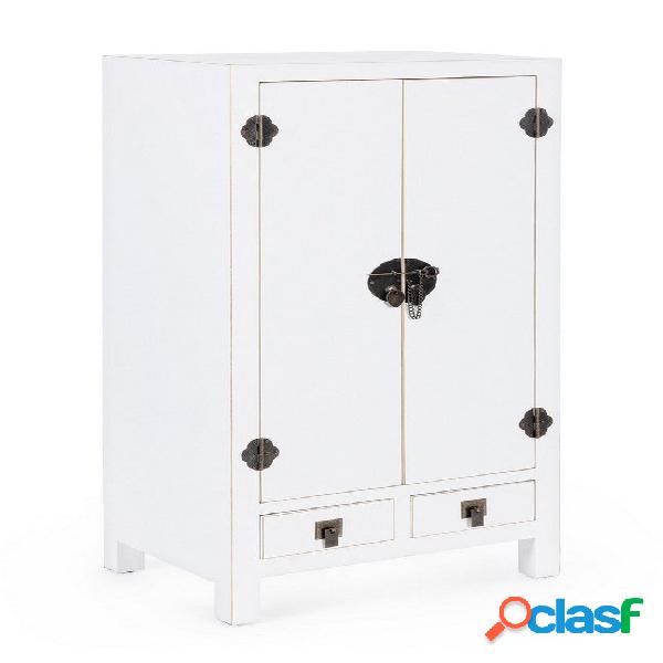 Mobile armadietto in legno colore bianco bordino dorato 2