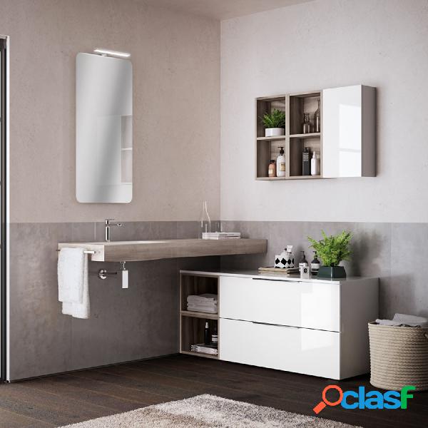 Mobile bagno sospeso Bali02 cm 210x200x46 laccato lucido