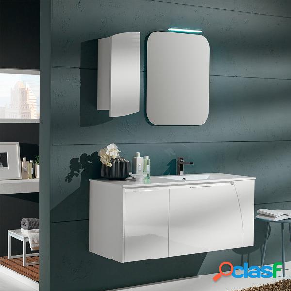 Mobile bagno sospeso Soft05 cm 116x190x46 laccato lucido