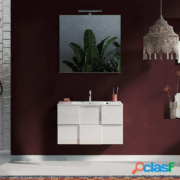 Mobile bagno sospeso classico con lavabo e specchio 80x136cm