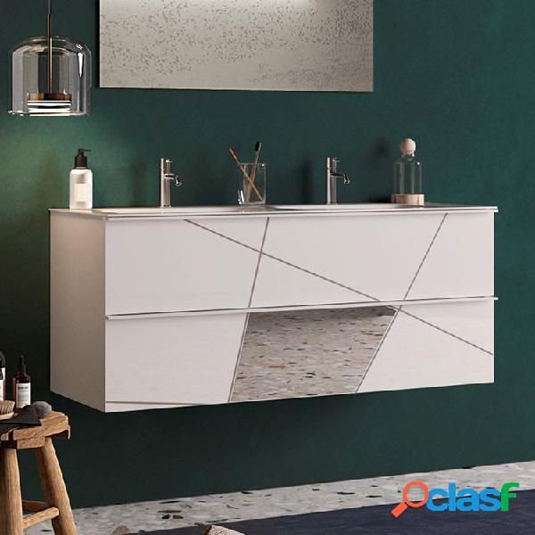 Mobile bagno sospeso con doppio lavabo moderno 120x51cm