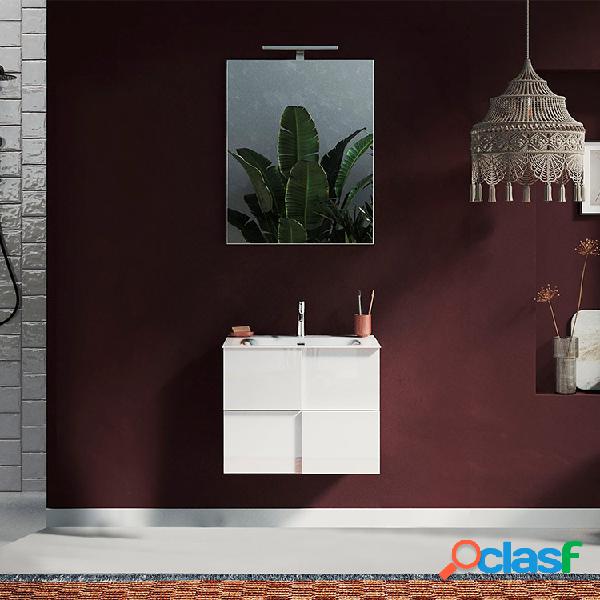 Mobile bagno sospeso moderno con lavabo e specchio 60x136cm