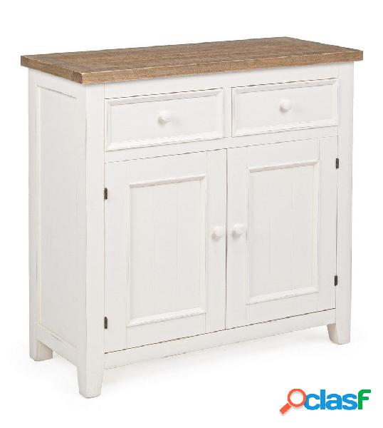 Mobile da cucina in legno bianco con top naturale 2 cassetti