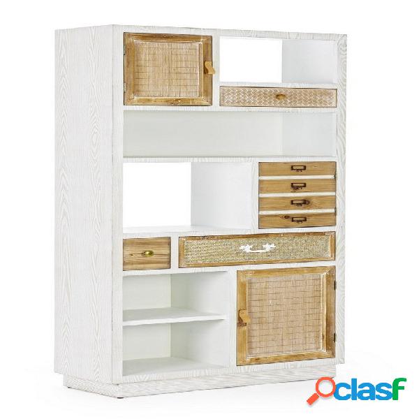 Mobile libreria in legno con ante e cassetti inserti in