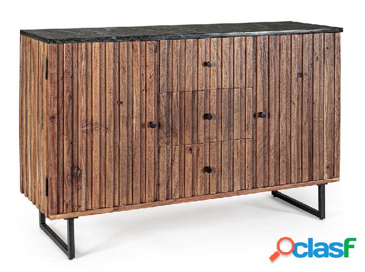 Mobile living stile industrial in legno di acacia e piano in