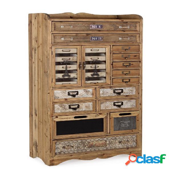 Mobile stile industriale con cassetti ante in legno naturale