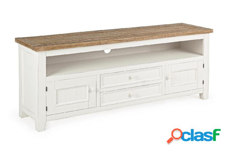 Mobile tv classico con ante cassetti e vano in legno bianco