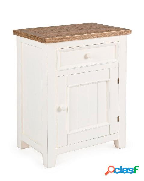 Mobiletto classico in legno colore bianco con anta e