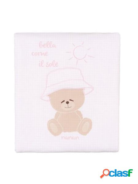 NANAN Coperta neonata in fantasia scozzese con orsetto Rosa