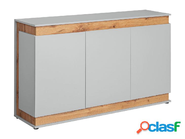 Nabor - Madia 3 ante design moderno grigio chiaro e rovere