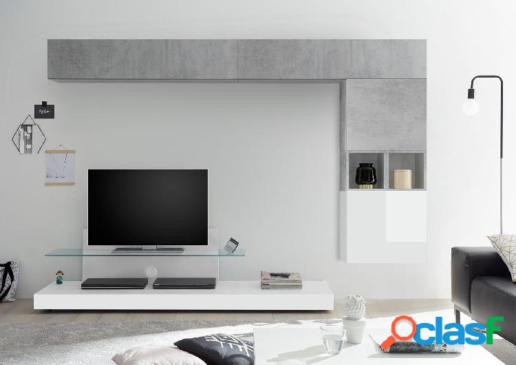 Naike - Parete design per soggiorno con porta tv e pensili