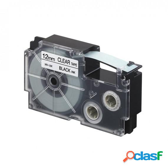 Nastro - 12 mm x 8 mt - nero/ trasparente - Casio