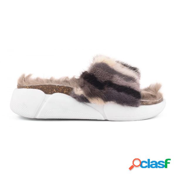 New sole mink fur slippers