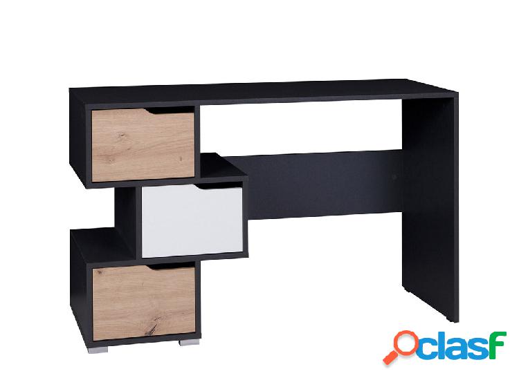 Nosek - Scrivania design con 3 cassetti in legno grafite