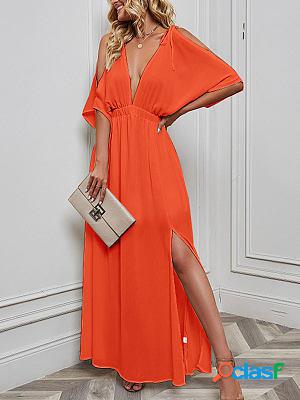Off-the-shoulder Chiffon With Lining Maxi Dresses