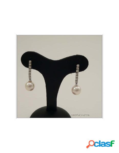 Orecchini oro bianco perle naturali e diamanti - 1651523