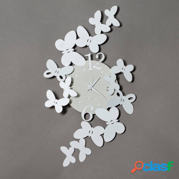 Orologio Papillon in metallo, 32x56h, colore Bianco Neve