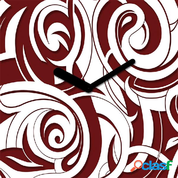 Orologio da parete design moderno bianco bordeaux stampa su