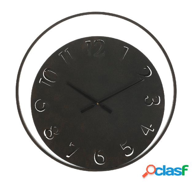 Orologio tondo da parete in metallo colore nero cm Ø 60x4