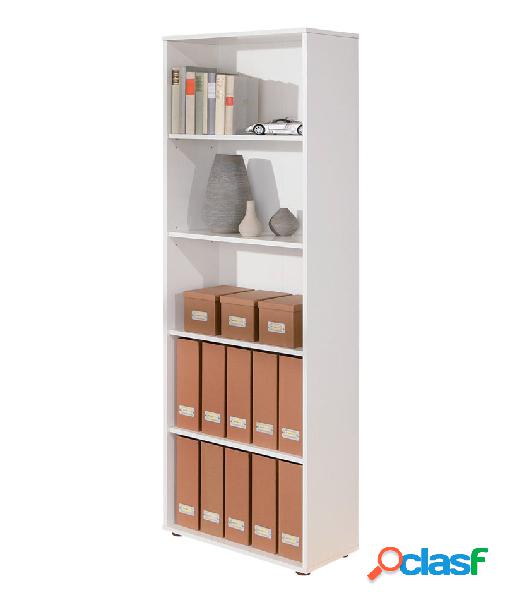 Otavio - Libreria in legno bianco 4 ripiani stile moderno cm