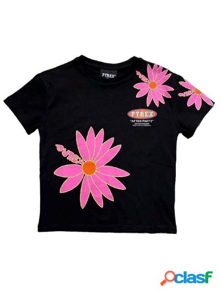 PYREX T-shirt a maniche corte con stampe fiori Nero