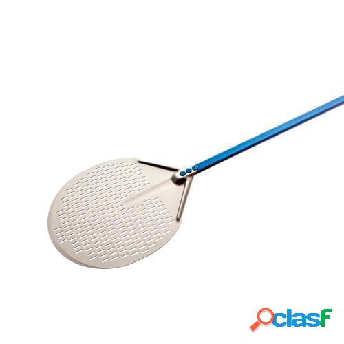 Pala pizza in alluminio anodizzato forata tonda, diam. 33cm,