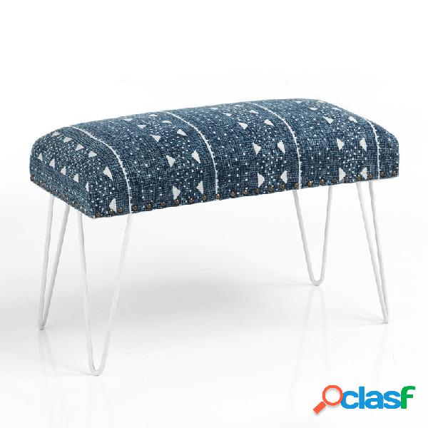 Panca imbottita da camera in tessuto colore blu cm 72x34x48h