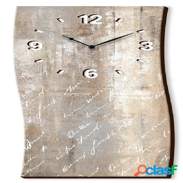 Pannello decorativo con orologio in legno sagomato ondulato