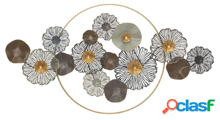 Pannello decorativo design in metallo 3D con fiori cm