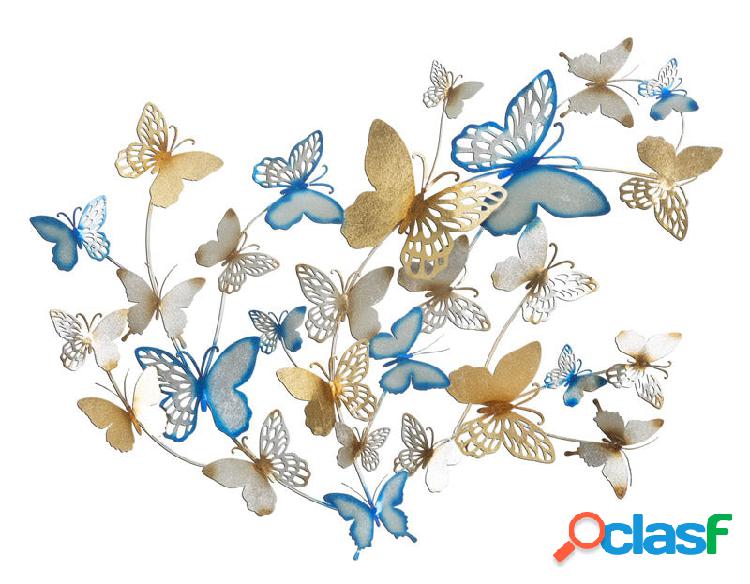 Pannello decorativo moderno con farfalle in metallo blu e