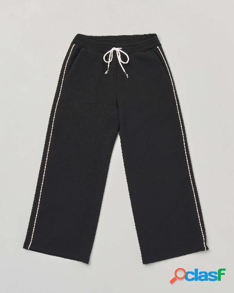 Pantalone palazzo nero in crêpe con coulisse 36-38