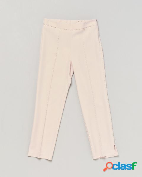 Pantalone rosa cipria in cady con chiusura zip laterale