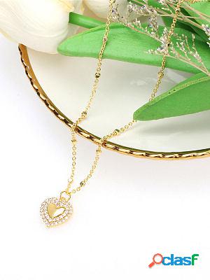 Peach Heart Inlaid Zircon Personalized Fashion Love Clavicle