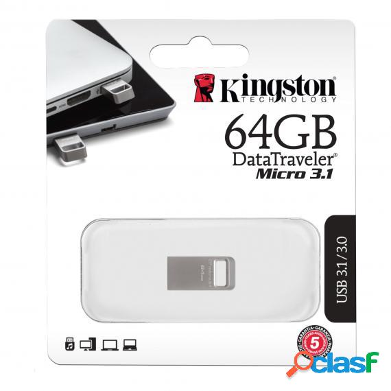 Pendrive Kingston Micro Dtmc3 64Gb Data Traveler In Metallo