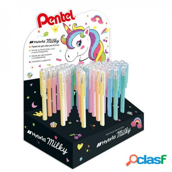 Penna gel Hybrid Milky - colori assortiti - Pentel - expo 48