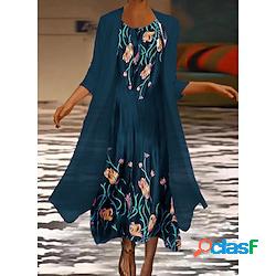 Per donna Abiti in chiffon Vestito longuette Nero Blu Verde