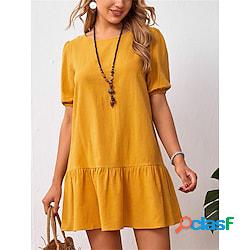 Per donna Abito casual Abito in cotone Mini abito Cotone