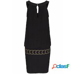 Per donna Vestito tubino Prendisole Mini abito Nero Senza
