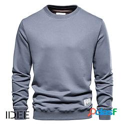 Per uomo Felpa Verde Blu Grigio scuro Rosso Nero Girocollo