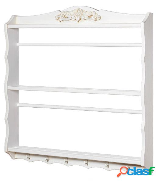 Piattaia da cucina in legno bianco stile classico shabby cm