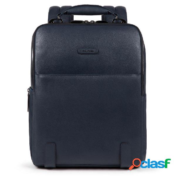 Piquadro modus special zaino in pelle porta pc/ipad blu