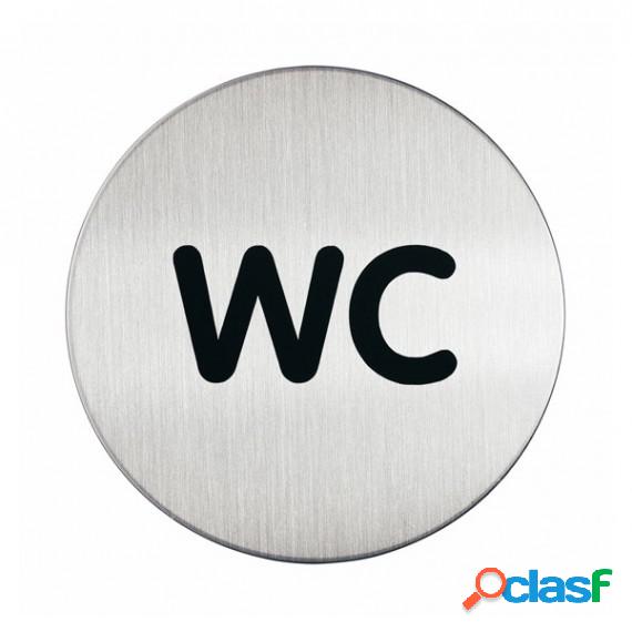 Pittogramma adesivo - WC - acciaio - diametro 8.3 cm -