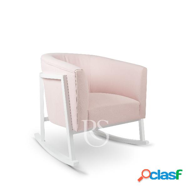 Poltrona Rocking Seat Cruz Rocker Blush Pink/White Legs